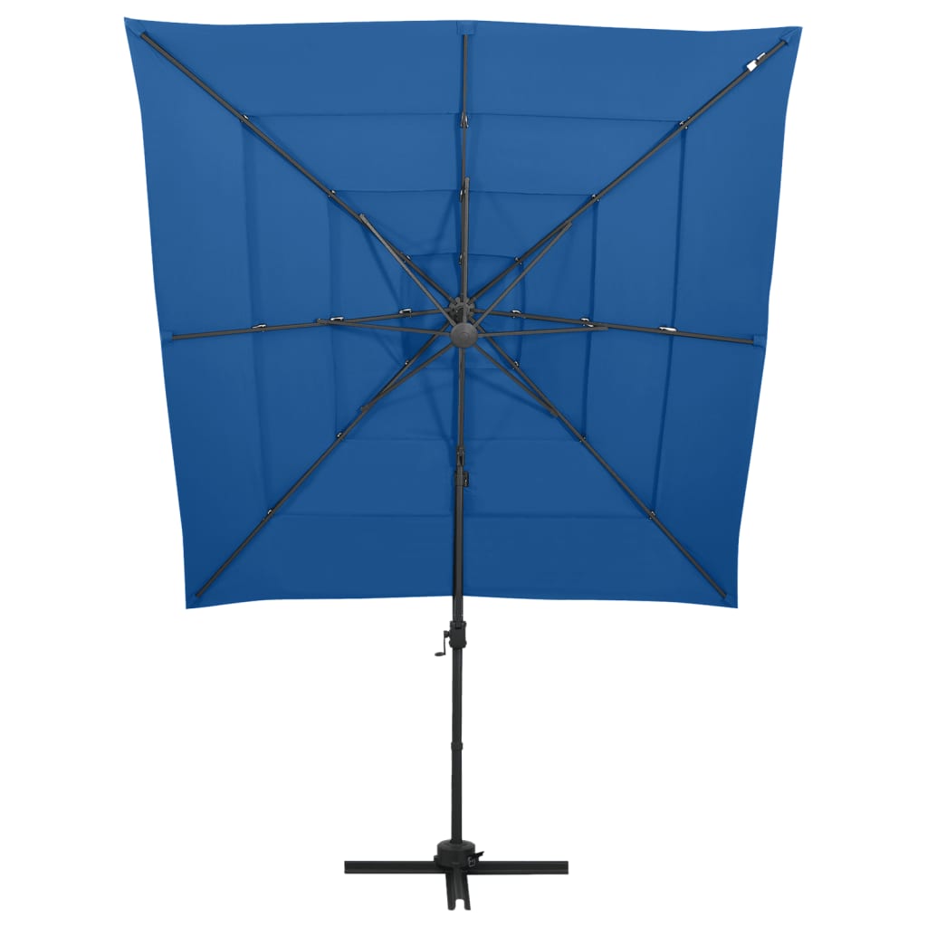 vidaXL Umbrelă de soare 4 niveluri, stâlp aluminiu, azuriu, 250x250 cm