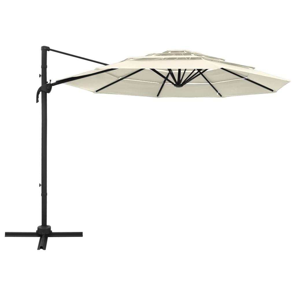 vidaXL Parasol 4-laags met aluminium paal 3x3 m zandkleurig afbeelding