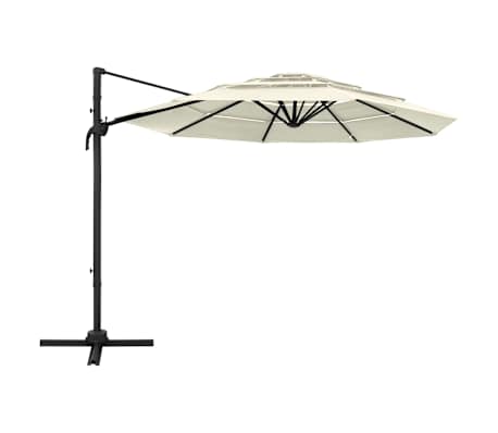 vidaXL 4-Tier Garden Parasol with Aluminium Pole Sand 3x3 m
