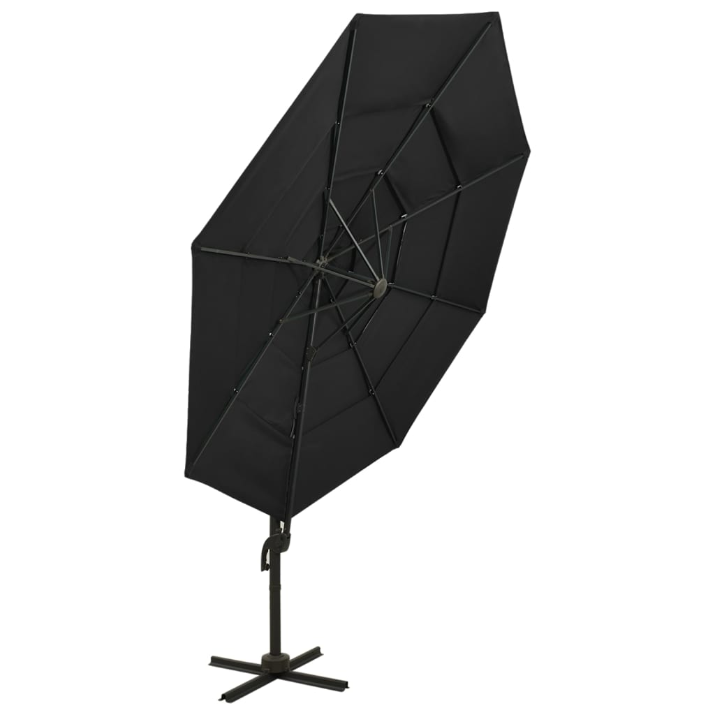 Thumbnail - vidaXL Sonnenschirm mit Aluminium-Mast 4-lagig Schwarz 3x3 m