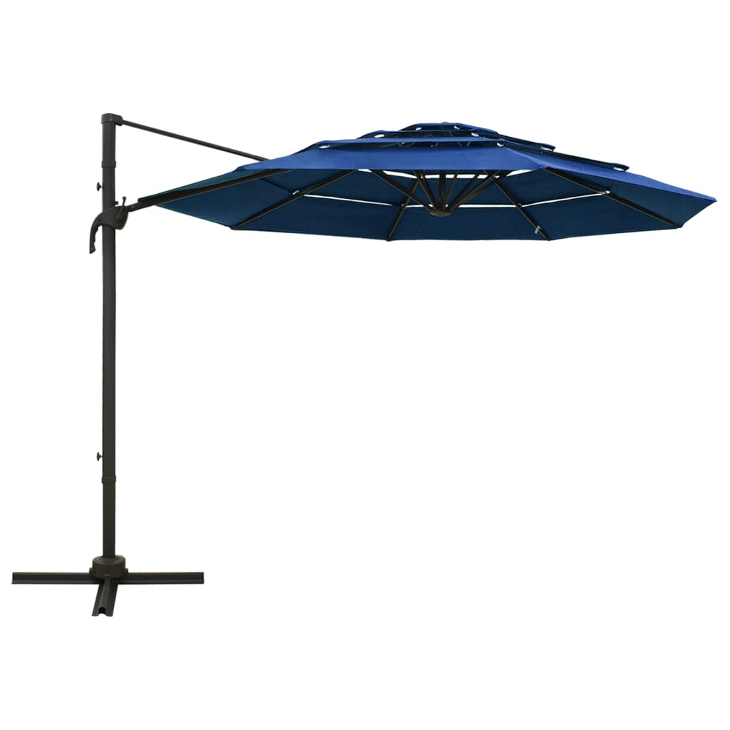 vidaXL Parasol 4-laags met aluminium paal 3x3 m azuurblauw afbeelding