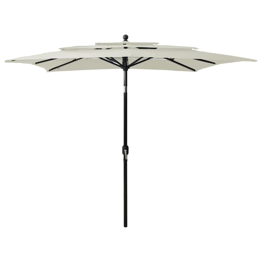 vidaXL Umbrelă de soare 3 niveluri, stâlp aluminiu, nisipiu, 2,5×2,5 m vidaXL