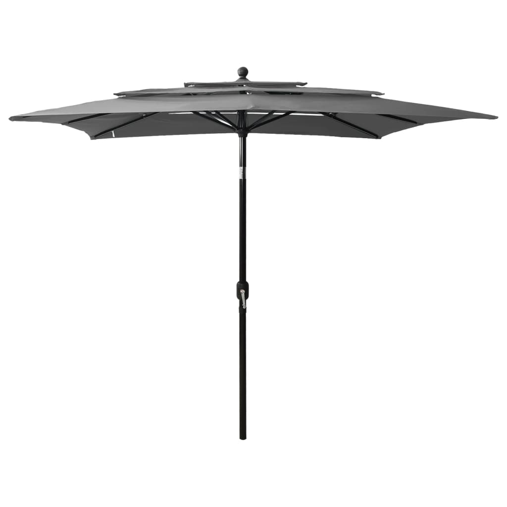 vidaXL parasol med aluminiumsstang i 3 niveauer 2,5x2,5 m antracitgrå