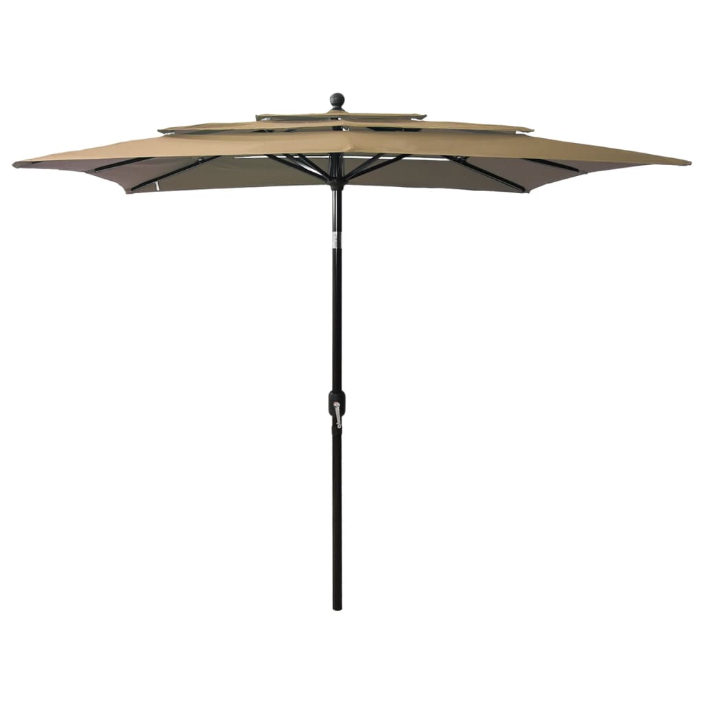 vidaXL Umbrelă de soare 3 niveluri stâlp aluminiu gri taupe 2,5×2,5 m vidaXL