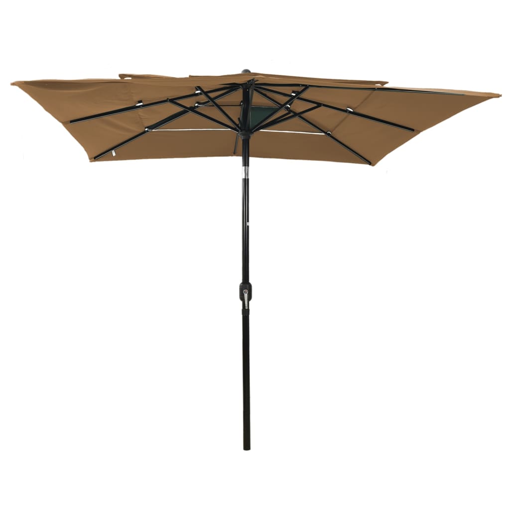 Umbrelă de soare 3 niveluri stâlp aluminiu gri taupe 2,5x2,5 m