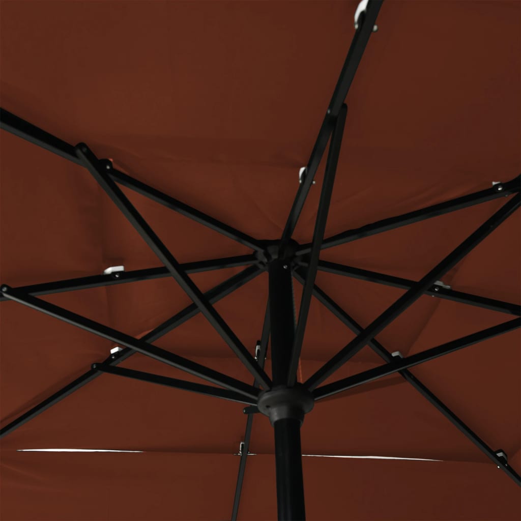 3stupňový slunečník s hliníkovou tyčí cihlový 2,5 x 2,5 m