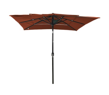 vidaXL Parasol de jardin &agrave; 3 niveaux avec m&acirc;t en aluminium terre cuite