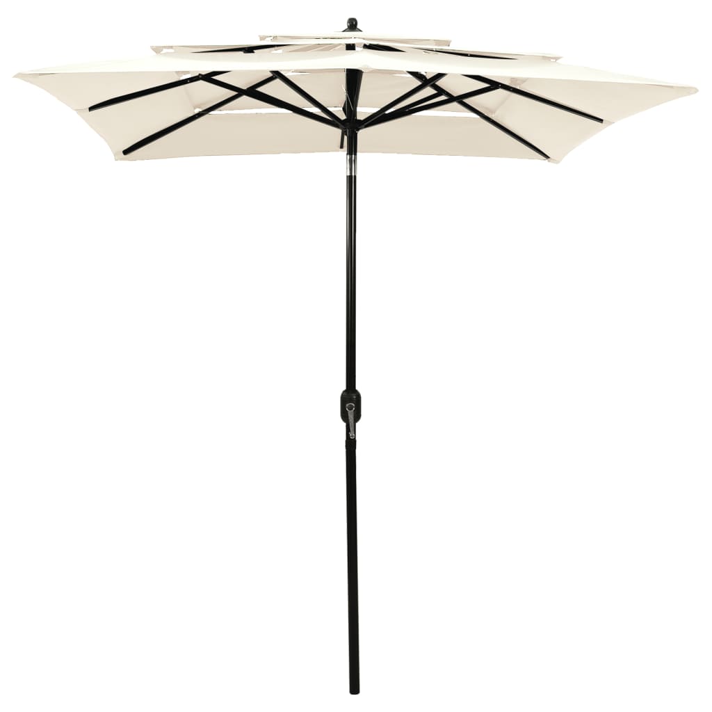 vidaXL Parasol 3-laags met aluminium paal 2x2 m zandkleurig afbeelding