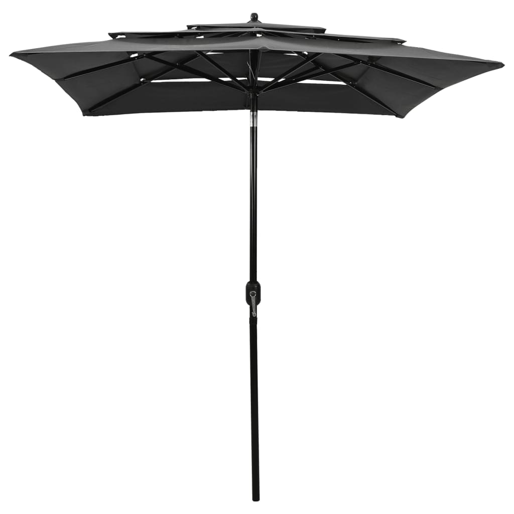 

vidaXL Parasol 3-laags met aluminium paal 2x2 m antracietkleurig