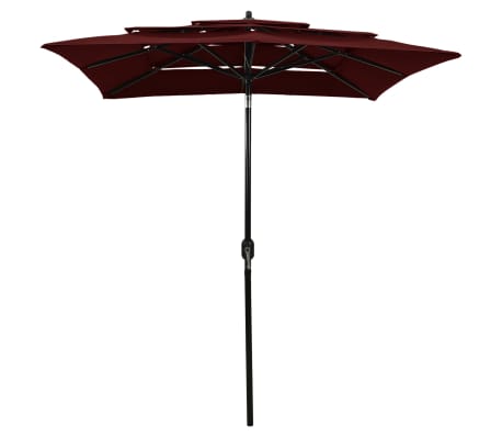 vidaXL Sonnenschirm mit Aluminium-Mast 3-lagig Bordeauxrot 2x2 m