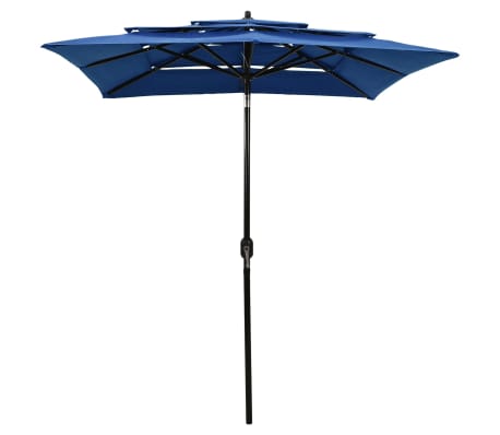 vidaXL Parasol 3-laags met aluminium paal 2x2 m azuurblauw