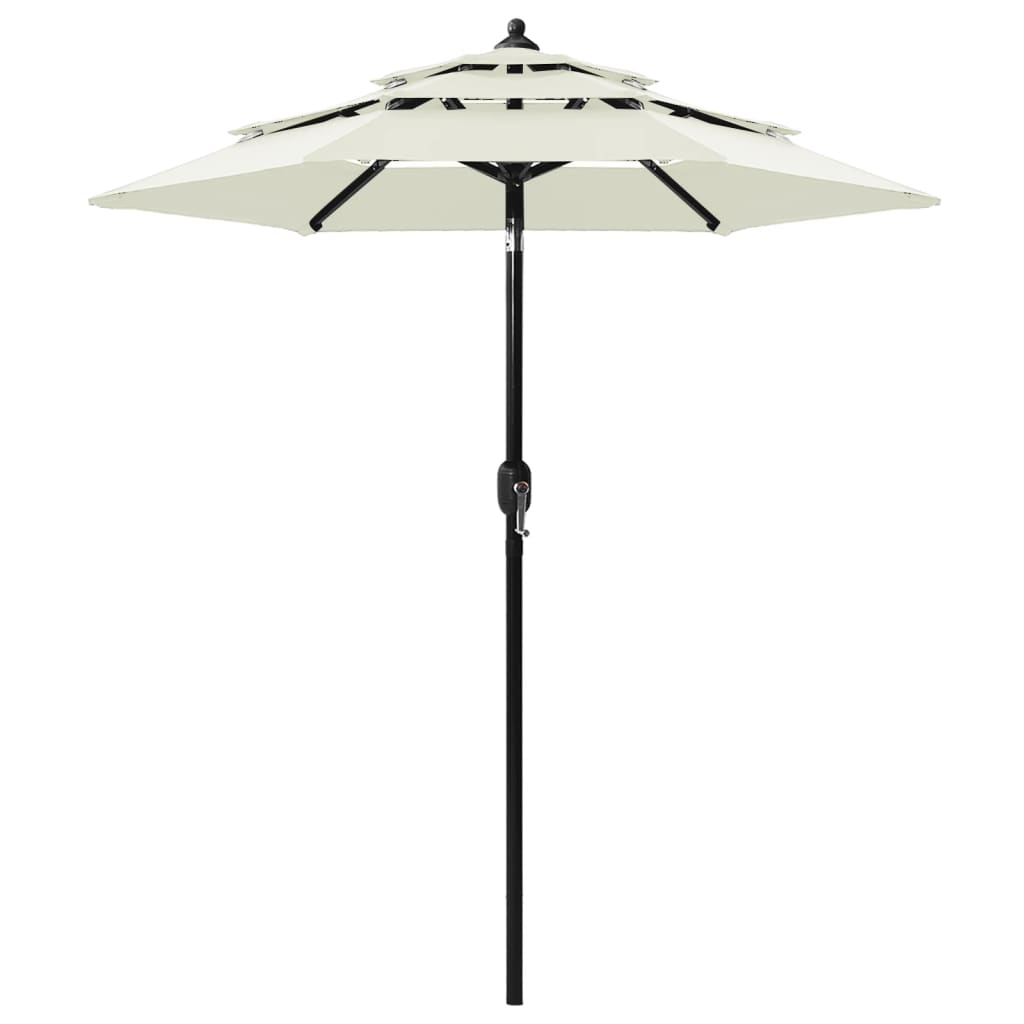 vidaXL parasol med aluminiumsstang i 3 niveauer 2 m sandfarvet