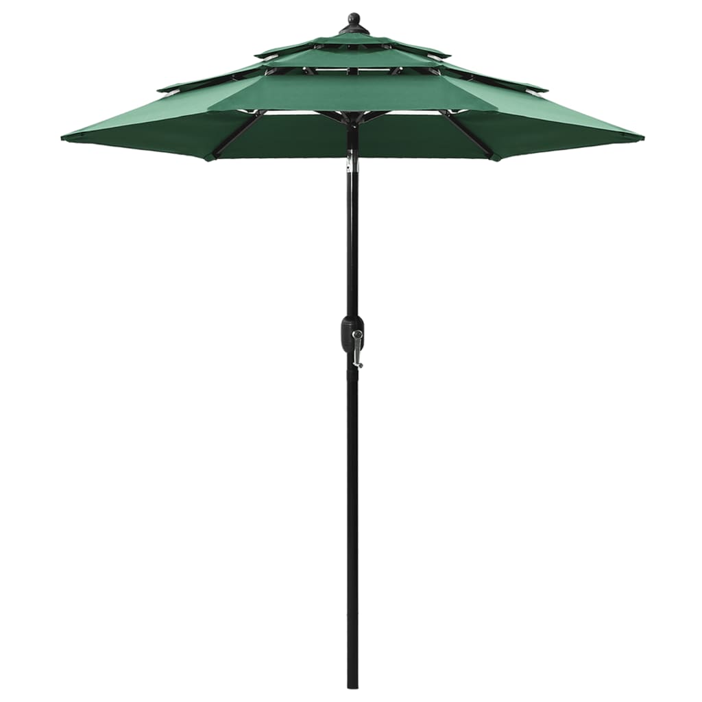 vidaXL Umbrelă de grădină cu 3 niveluri, stâlp aluminiu, verde, 2 m