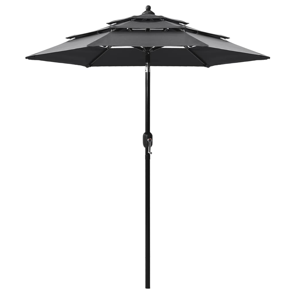 vidaXL Umbrelă de grădină 3 niveluri, stâlp aluminiu, antracit, 2 m