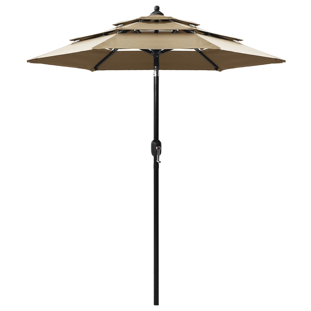 vidaXL Umbrelă de grădină 3 niveluri, stâlp aluminiu, gri taupe, 2 m