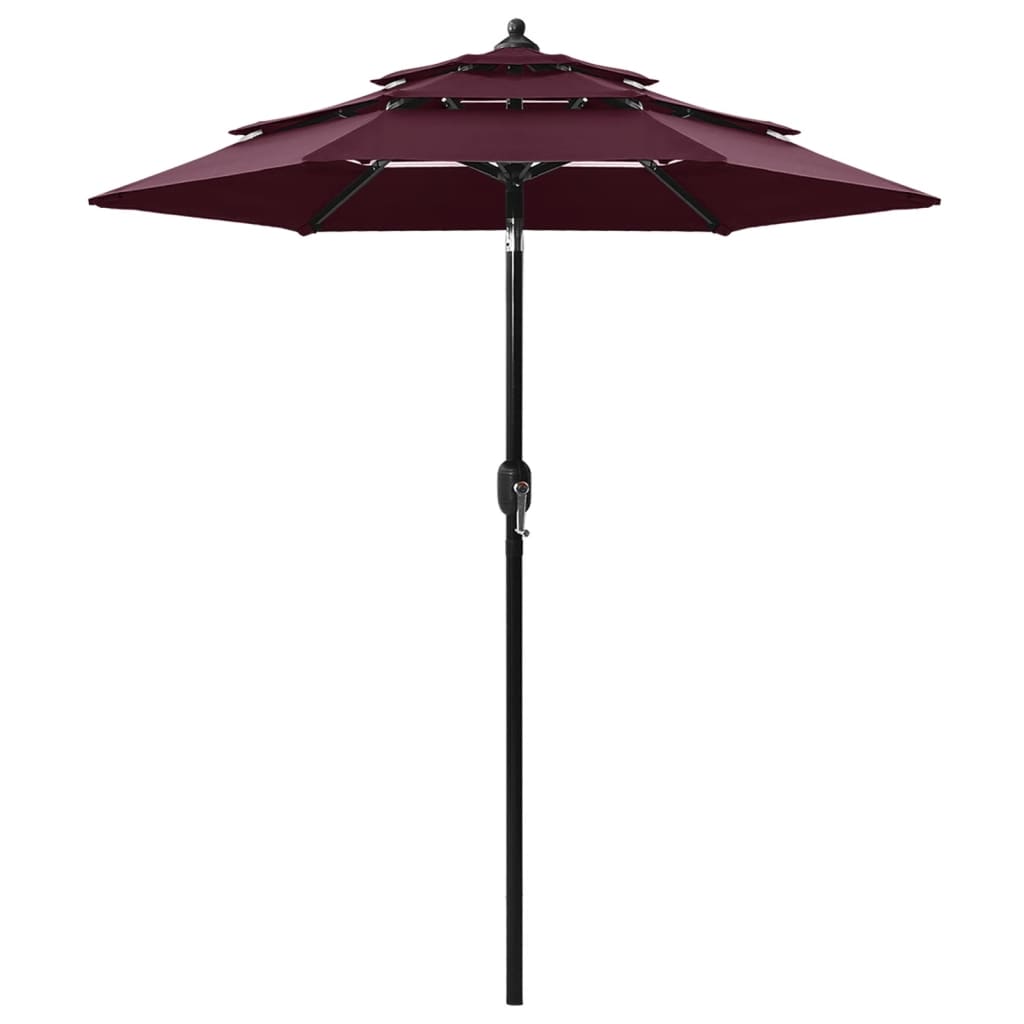 vidaXL Umbrelă de grădină 3 niveluri, stâlp aluminiu, roșu bordo, 2 m