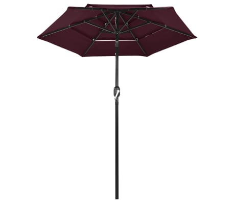 vidaXL 3-līmeņu saulessargs ar alumīnija kātu, 2 m, vīnsarkans