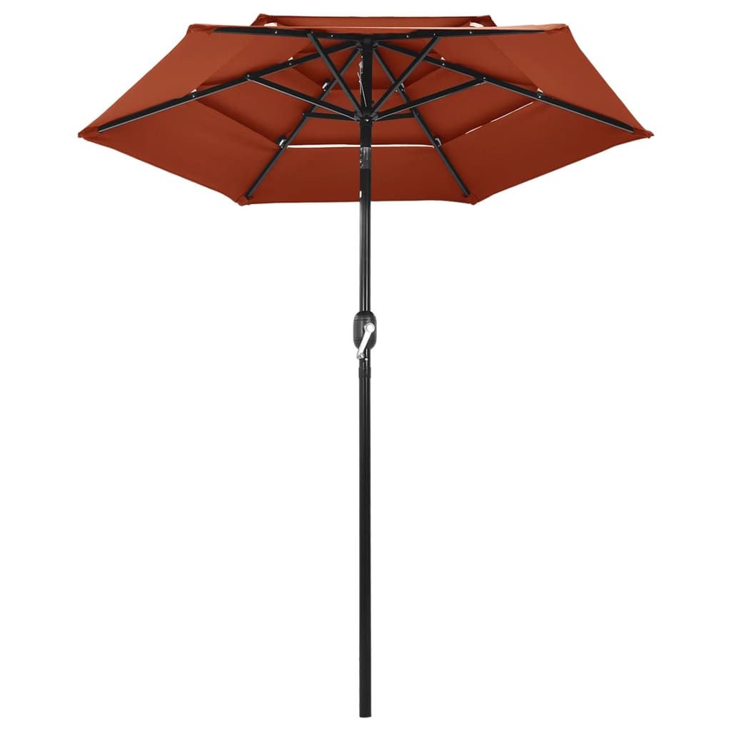 

vidaXL Parasol 3-laags met aluminium paal 2 m terracottakleurig