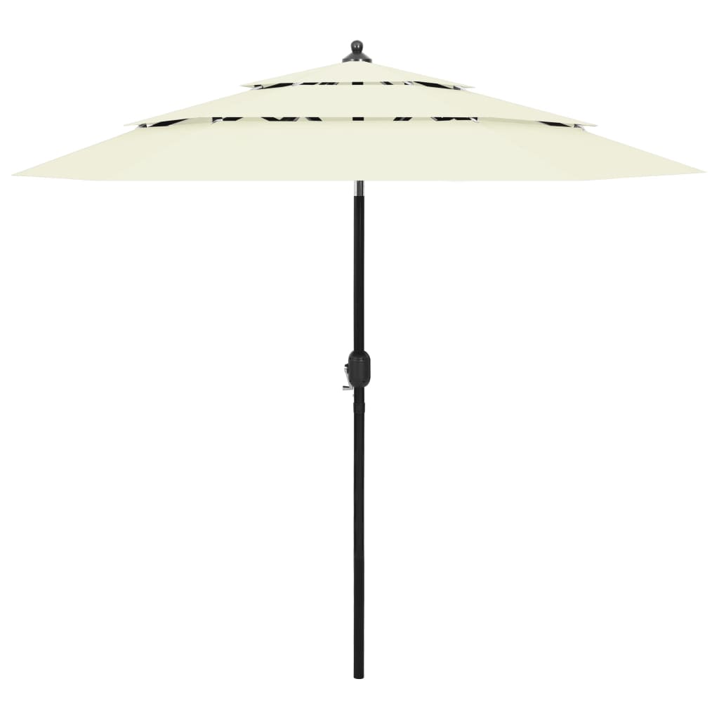 Parasol ogrodowy 3-poziomowy, UV, deszcz, piaskowy, 250x229 cm