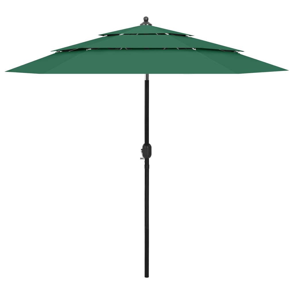 vidaXL Umbrelă de soare 3 niveluri, stâlp de aluminiu, verde, 2,5 m vidaxl.ro
