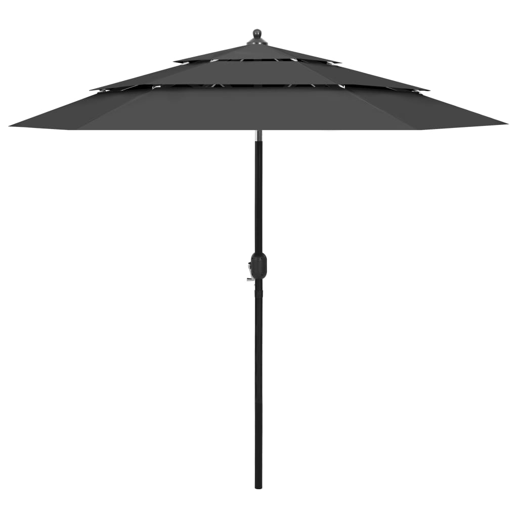 vidaXL Umbrelă de grădină 3 niveluri, stâlp aluminiu, antracit, 2,5 m