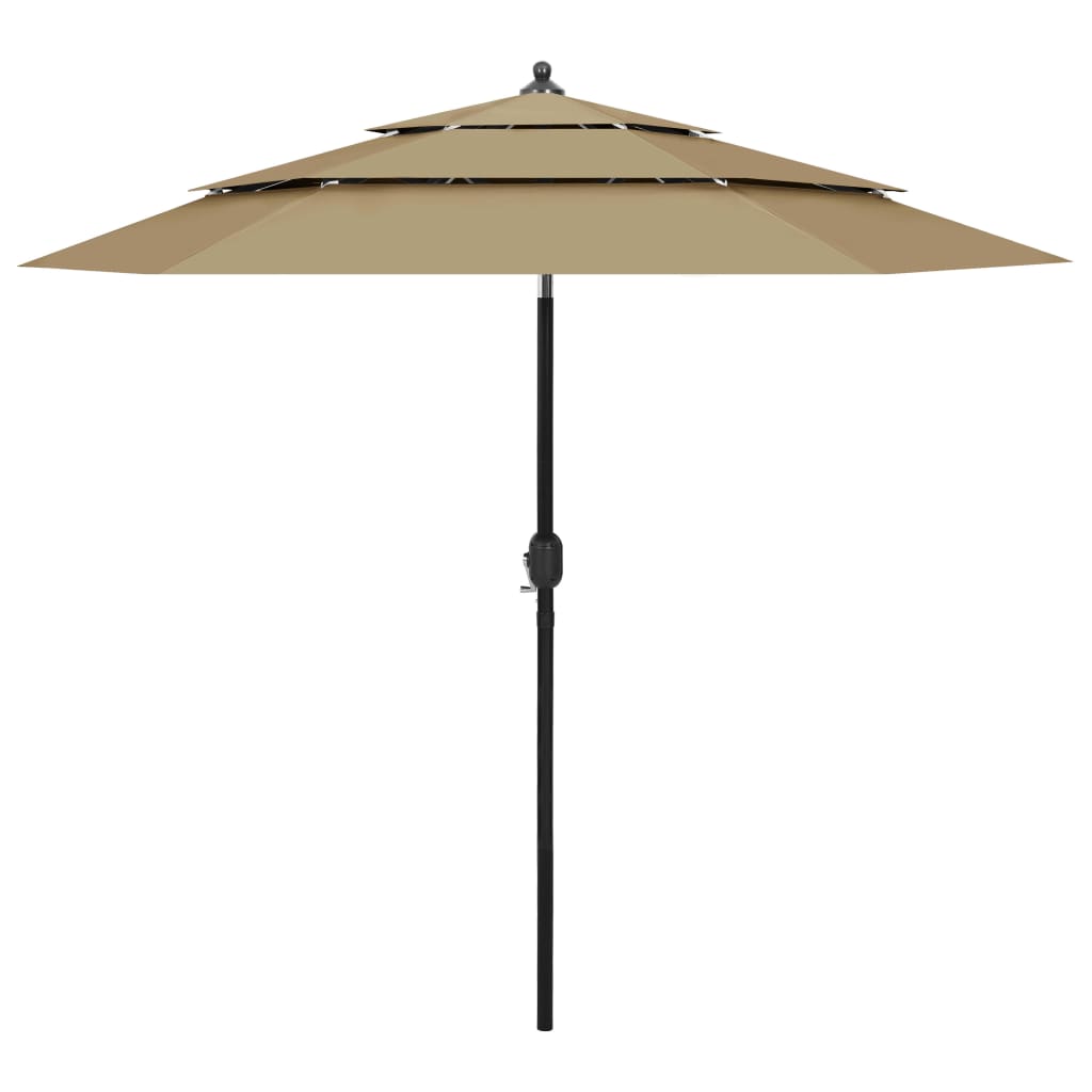 vidaXL Sonnenschirm mit Aluminium-Mast 3-lagig Taupe 2,5 m