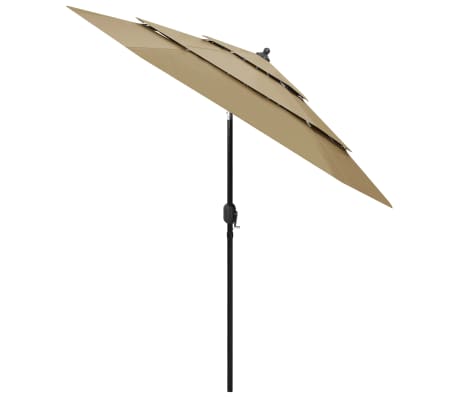 vidaXL Sodo skėtis su aliuminio stulpu, taupe, 2,5m, 3 aukščių