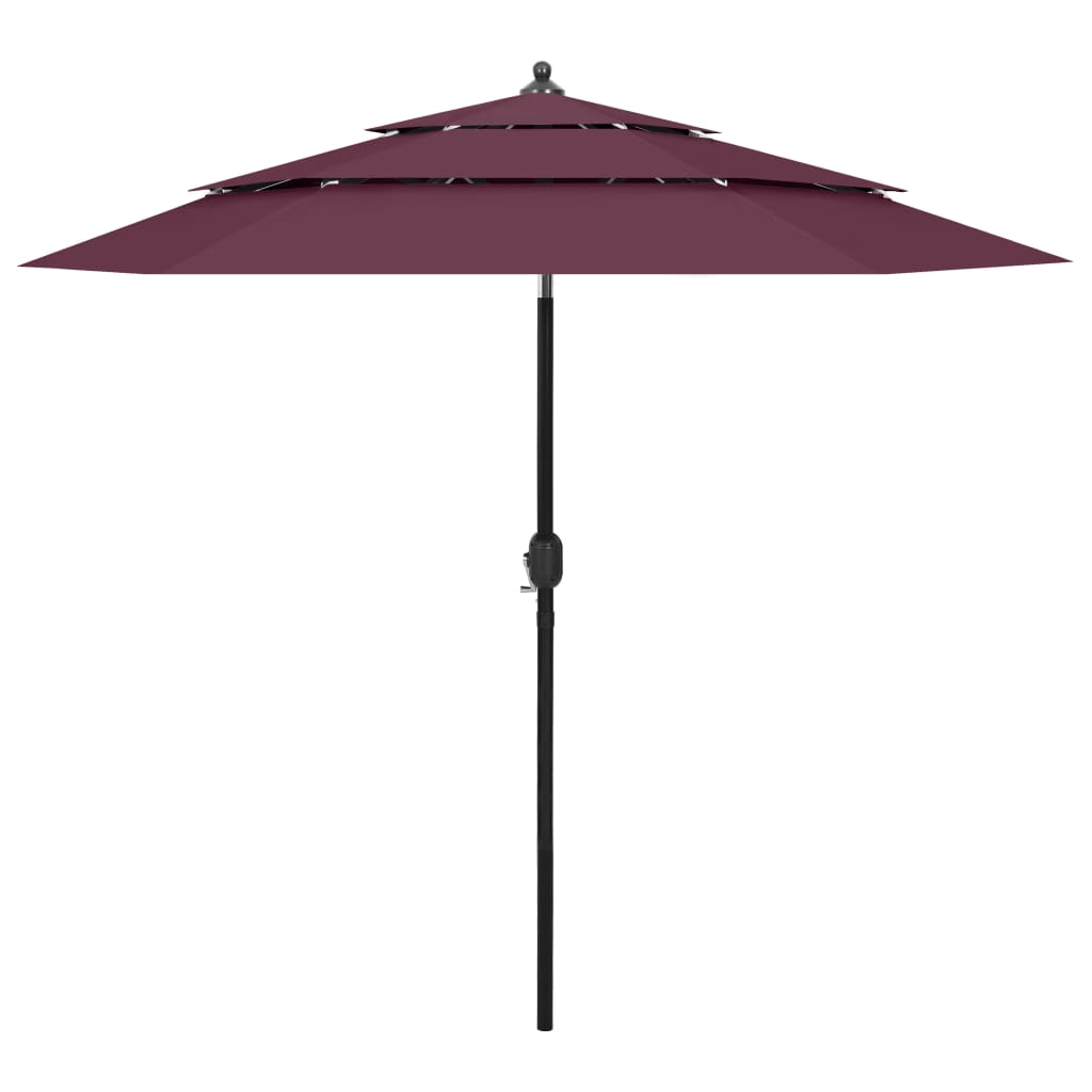 vidaXL parasol med aluminiumsstang i 3 niveauer 2,5 m bordeaux