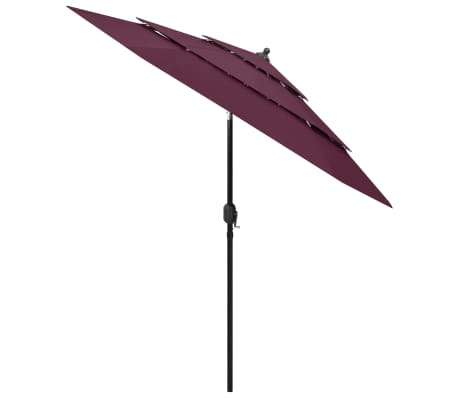 vidaXL Parasol 3-laags met aluminium paal 2,5 m bordeauxrood
