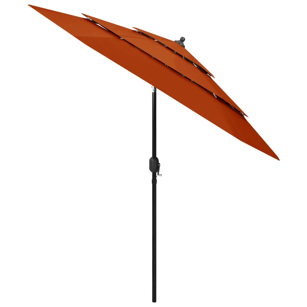 vidaXL Umbrelă de soare 3 niveluri, stâlp aluminiu, cărămiziu, 2,5 m