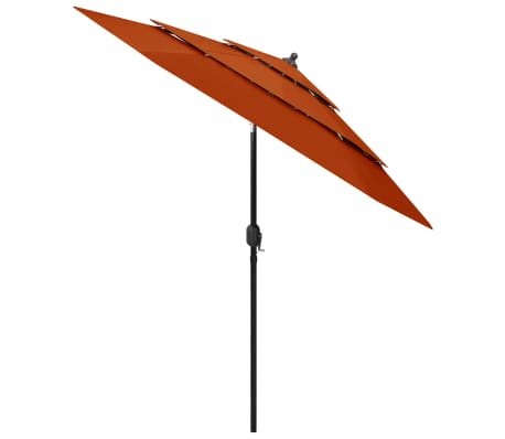 vidaXL parasol med aluminiumsstang i 3 niveauer 2,5 m terrakotta
