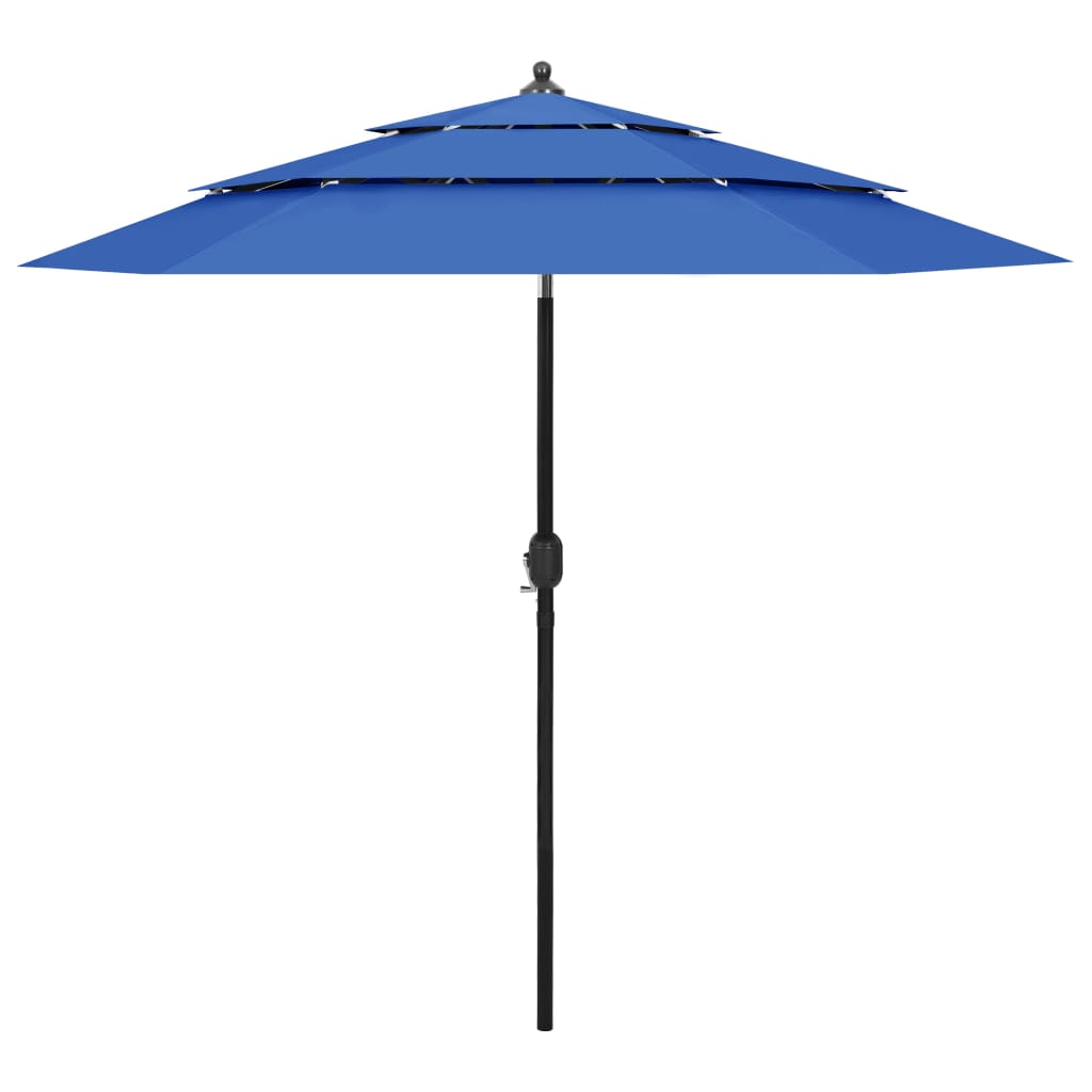 vidaXL parasol med aluminiumsstang 3 niveauer 2,5 m azurblå