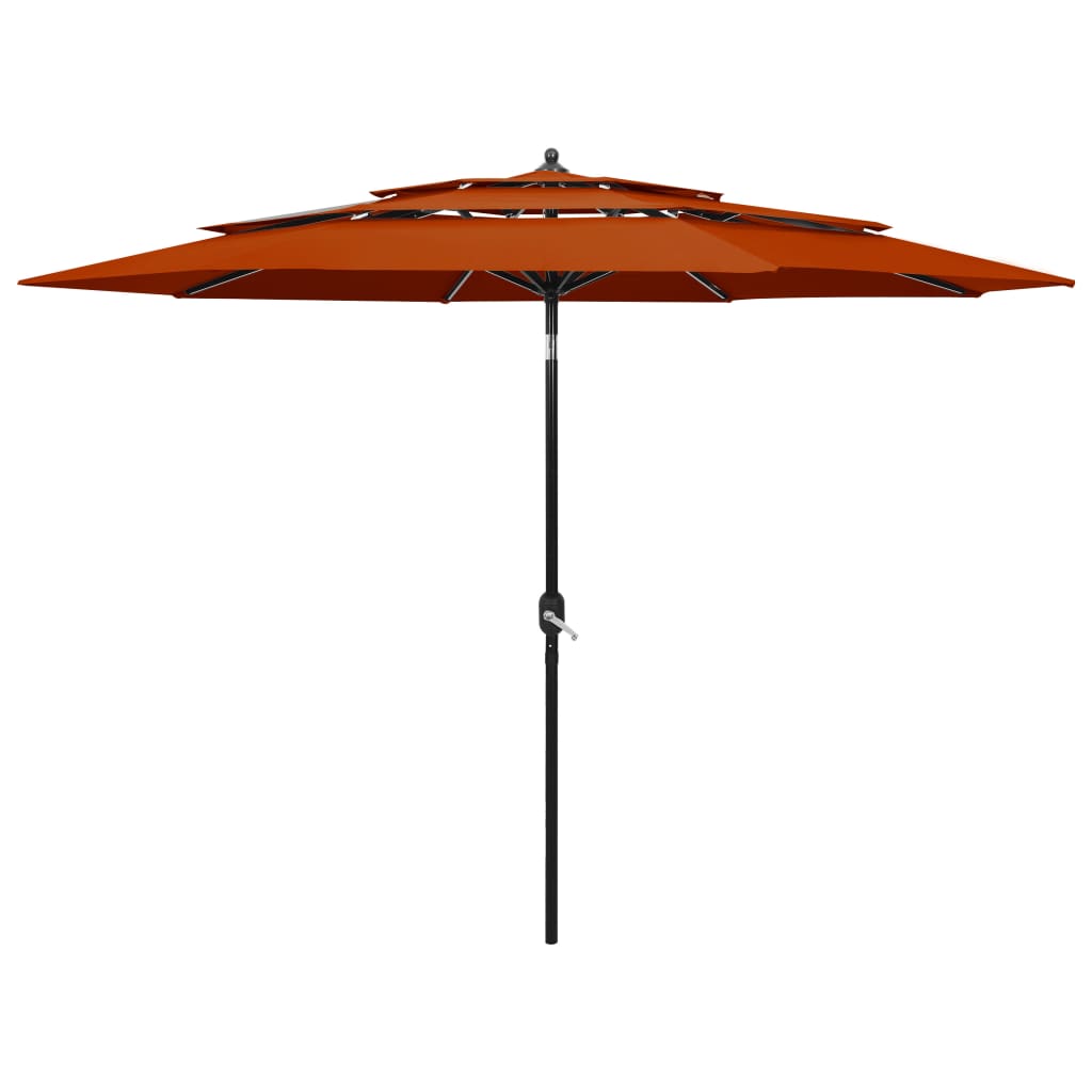 vidaXL parasol med aluminiumsstang i 3 niveauer 3 m terrakotta