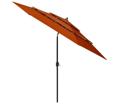 vidaXL Parasol à 3 niveaux avec mât en aluminium Terre cuite 3 m