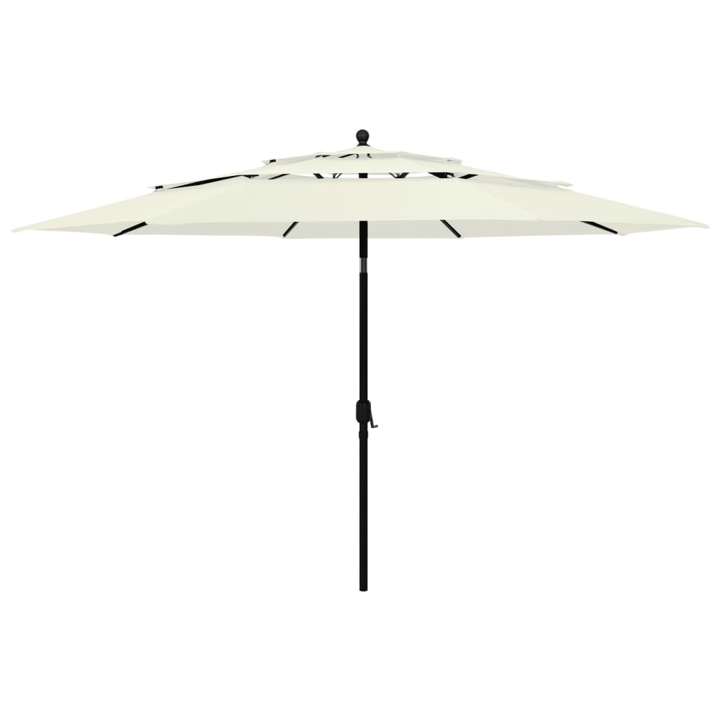 vidaXL Umbrelă grădină cu 3 niveluri, stâlp aluminiu, nisipiu, 3,5 m