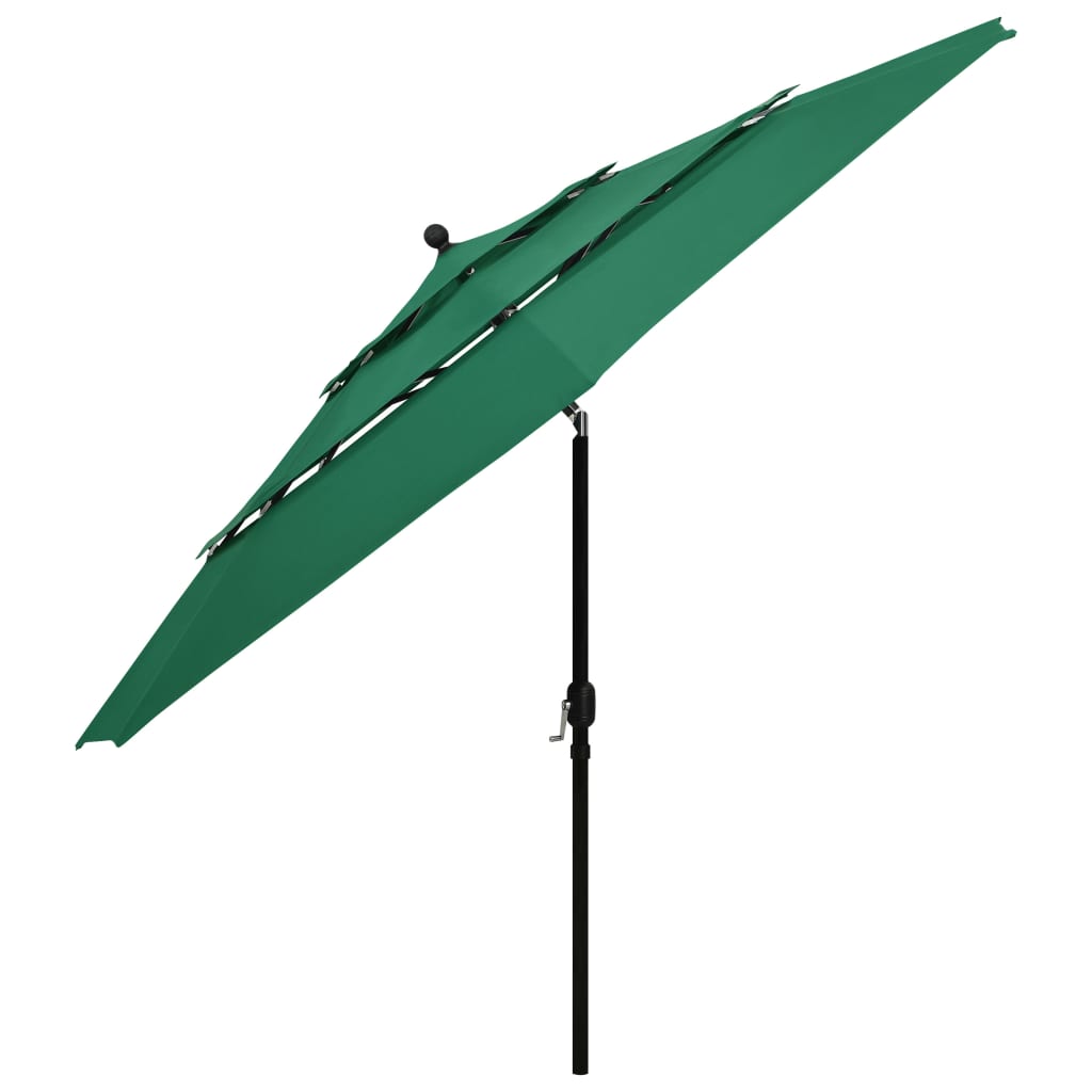 Thumbnail - vidaXL Sonnenschirm mit Aluminium-Mast 3-lagig Grün 3,5 m