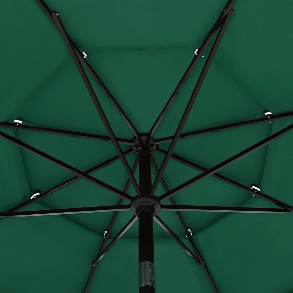 3stupňový slunečník s hliníkovou tyčí zelený 3,5 m