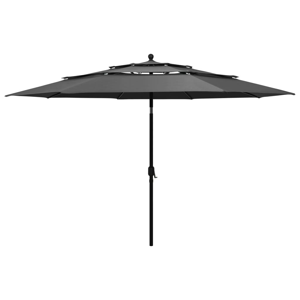 vidaXL parasol med aluminiumsstang i 3 niveauer 3,5 m antracitgrå