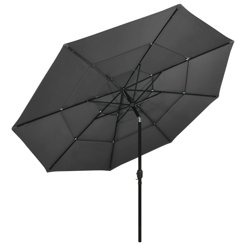 vidaXL Parasol 3-laags met aluminium paal 3,5 m antracietkleurig afbeelding