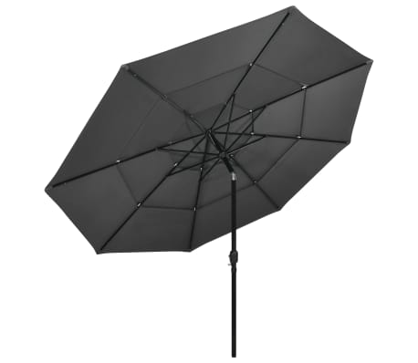 vidaXL parasol med aluminiumsstang i 3 niveauer 3,5 m antracitgrå