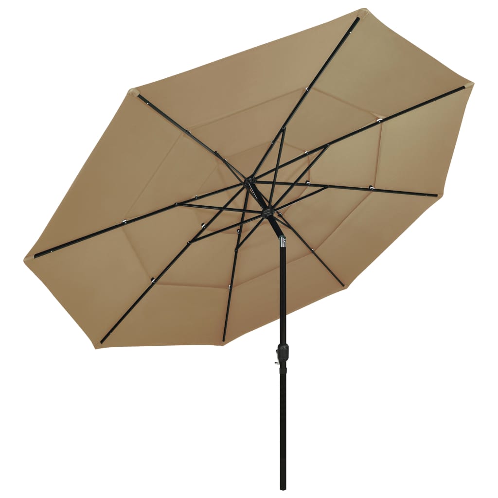 vidaXL 3-tasoinen Aurinkovarjo alumiinitolppa taupe 3,5 m