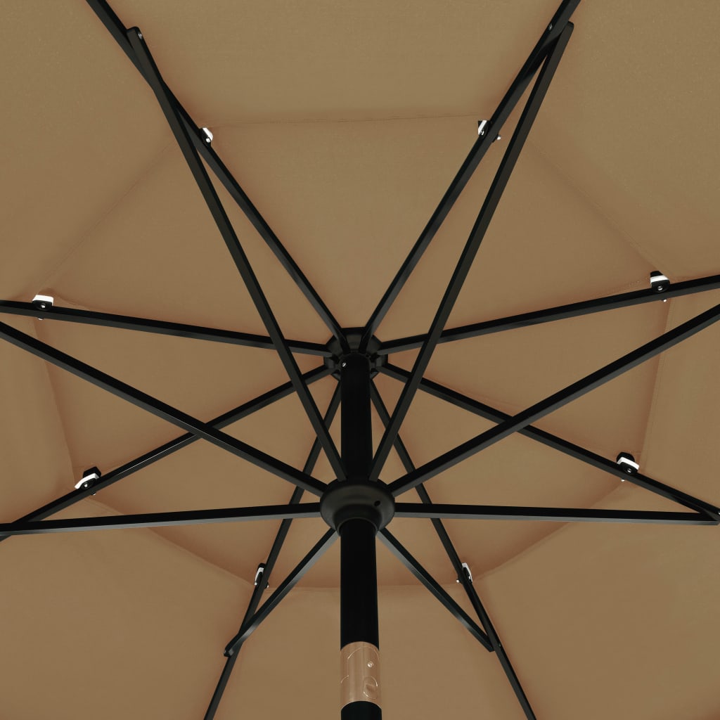 3stupňový slunečník s hliníkovou tyčí taupe 3,5 m