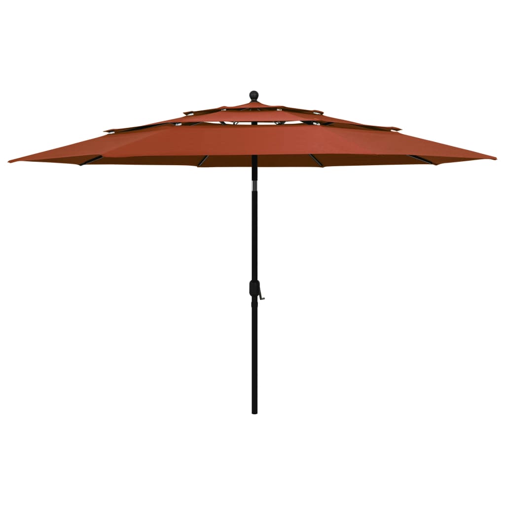 vidaXL parasol med aluminiumsstang i 3 niveauer 3,5 m terrakotta