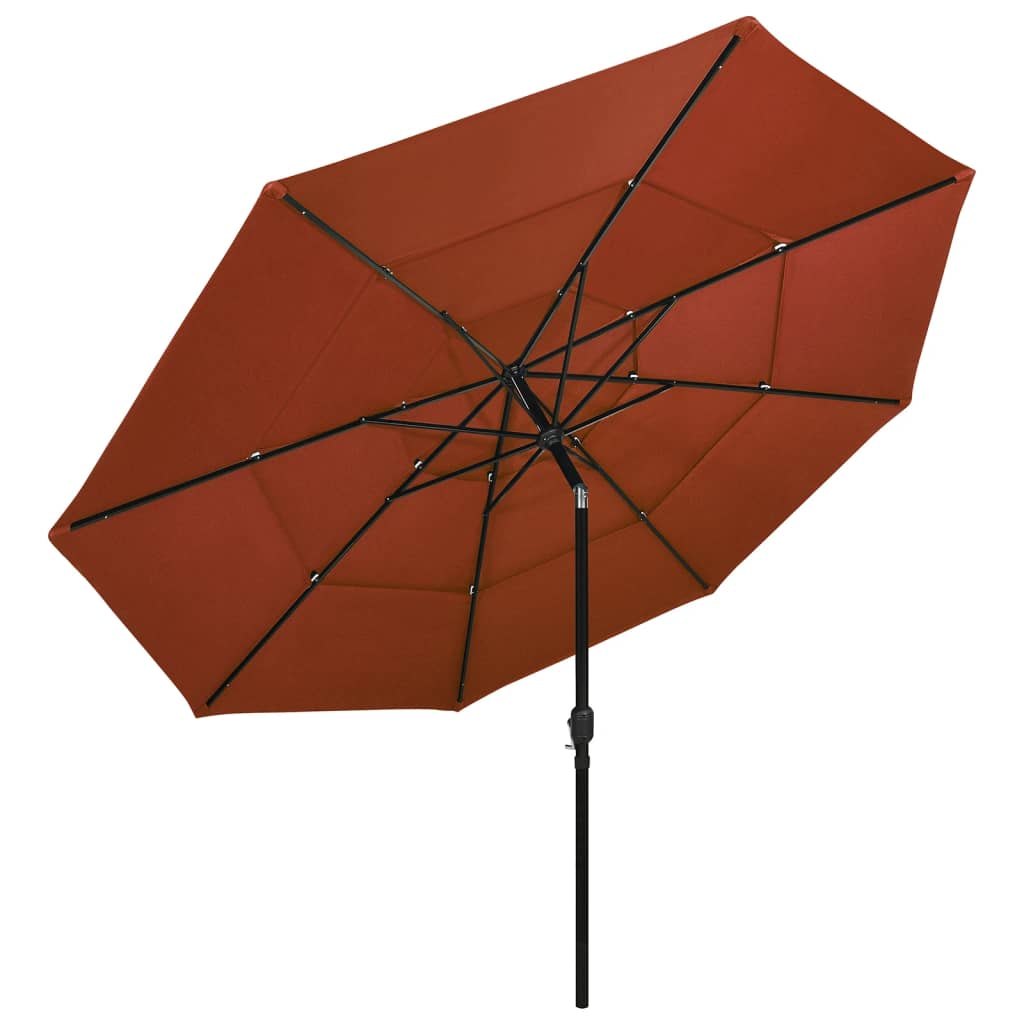 vidaXL Parasol à 3 niveaux avec mât en aluminium Terre cuite 3,5 m