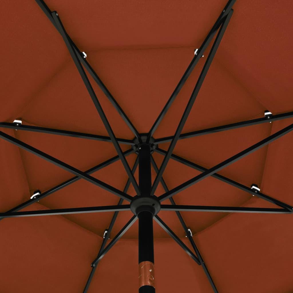 Sonnenschirm mit Aluminium-Mast 3-lagig Terracotta-Rot 3,5 m | Stepinfit.de