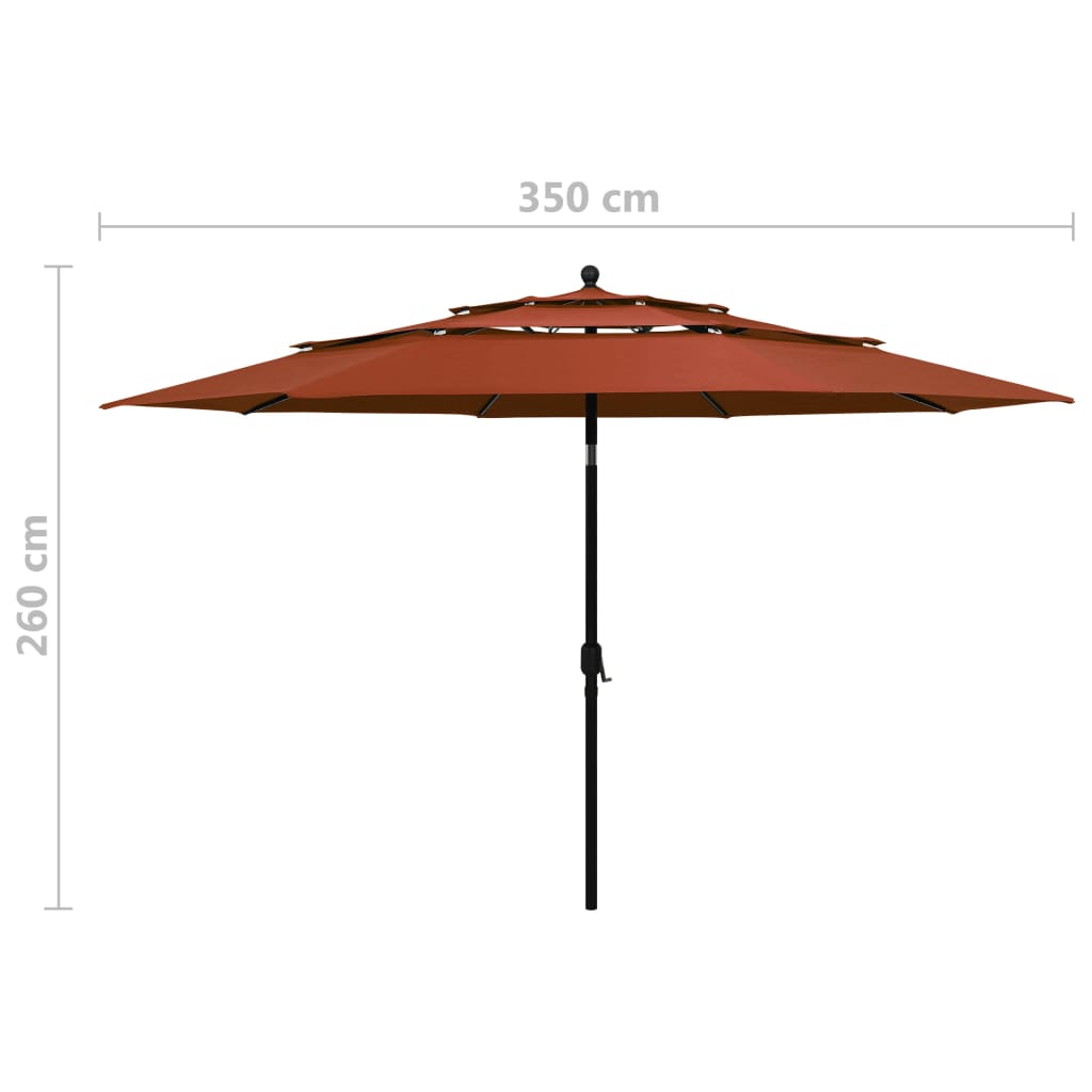 Sonnenschirm mit Aluminium-Mast 3-lagig Terracotta-Rot 3,5 m | Stepinfit.de