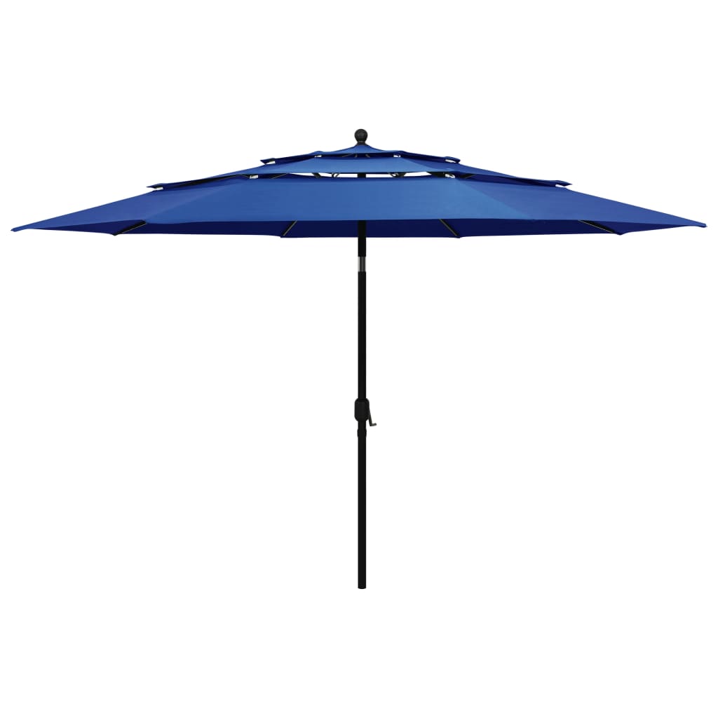 vidaXL Sonnenschirm mit Aluminium-Mast 3-lagig Azurblau 3,5 m