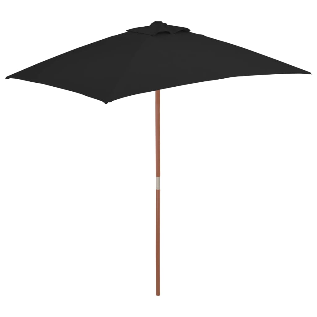#3 - vidaXL parasol med træstang 150x200 cm sort