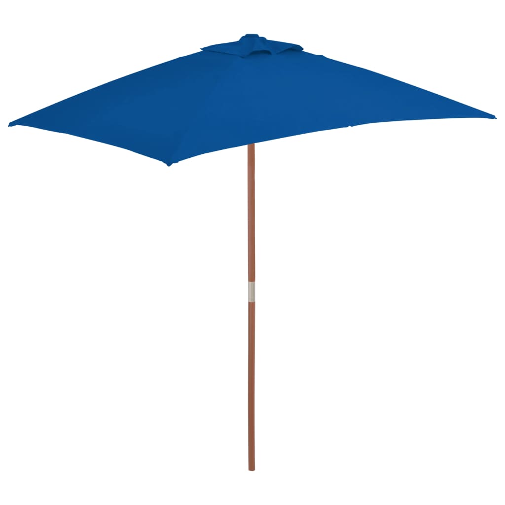 vidaXL parasol med træstang 150x200 cm blå