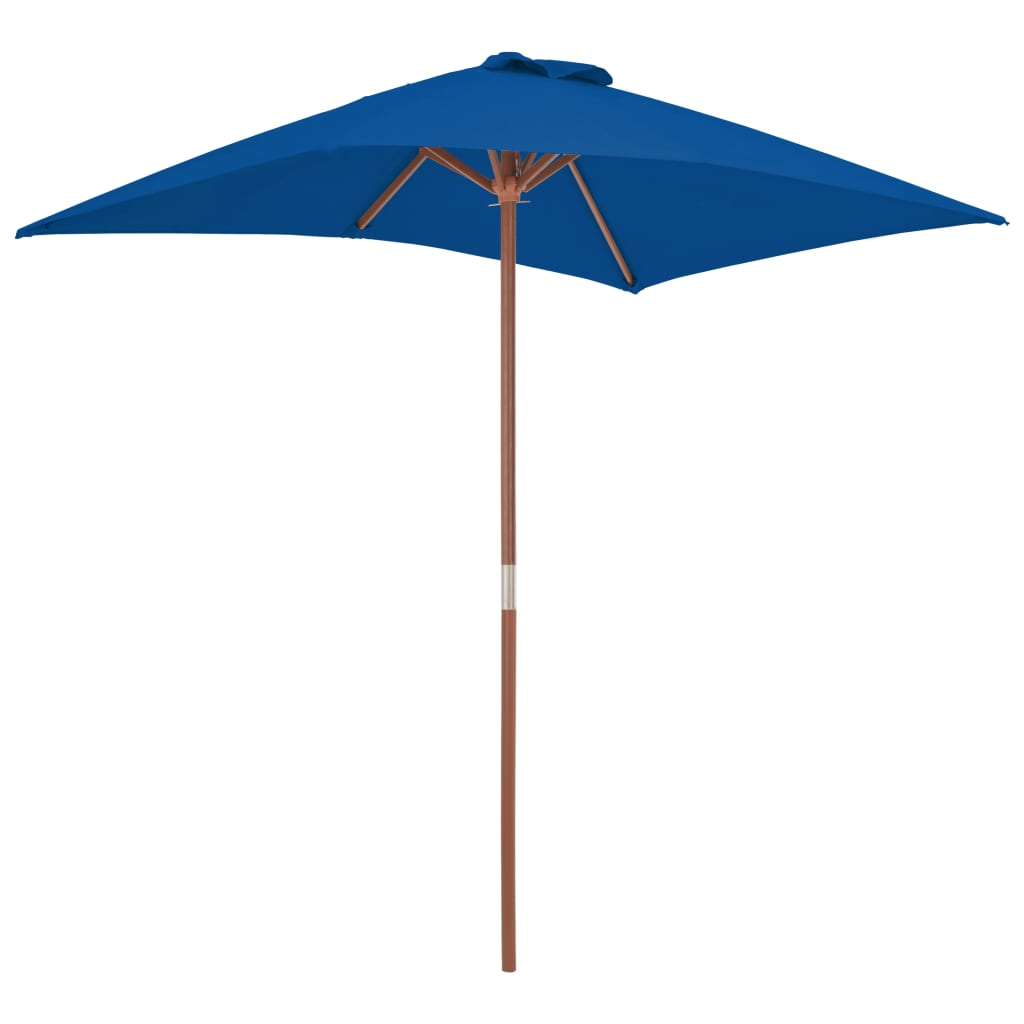 vidaXL Umbrelă de soare de exterior, stâlp lemn, albastru, 150x200 cm